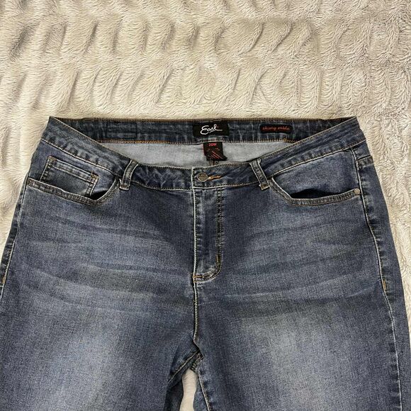 Earl Jeans Women 20W Skinny Ankle Blue Stretch Denim Zip Hem Mid Rise Faded Wash - Picture 3 of 11